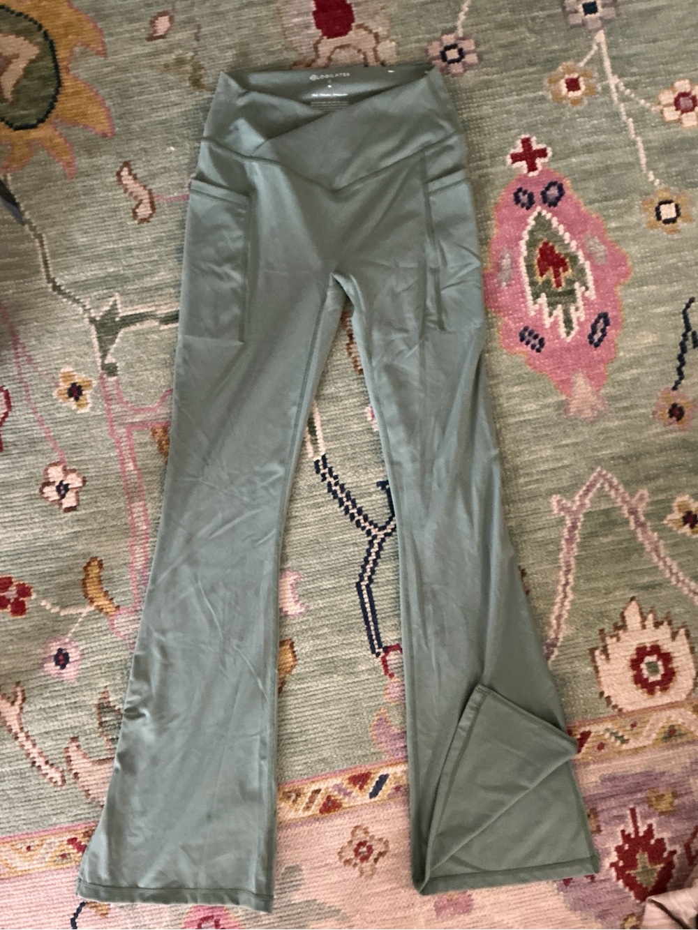 Biogilates Sage Green Crossover Yoga pants/leggings, Flare, S